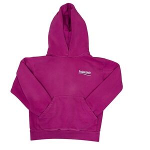 Balenciaga Girl's Embroidered Logo Hoodie Size-8 Magenta Streetwear Hypebeast